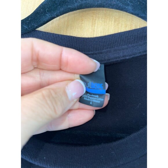 Tultex Mens Tee Shirt Size Large Black Trip To The Moon Crew Neck Pure Cotton - Picture 4 of 6